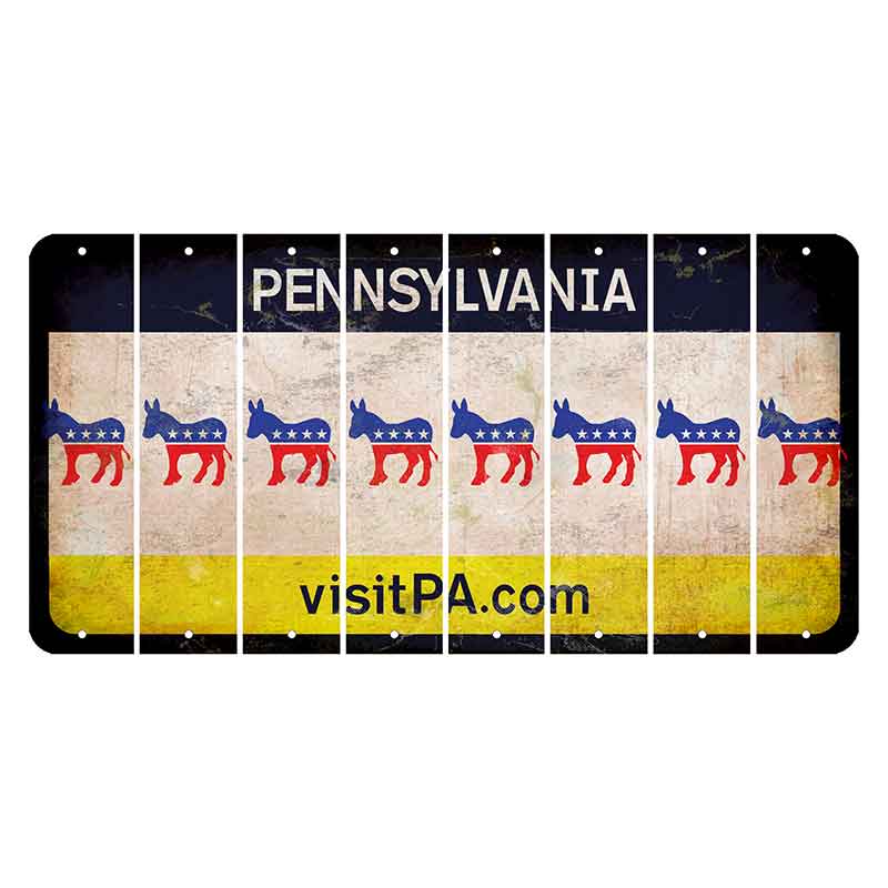 Pennsylvania vistiPA Cut License Plate Strips (Set of 8) Democrat