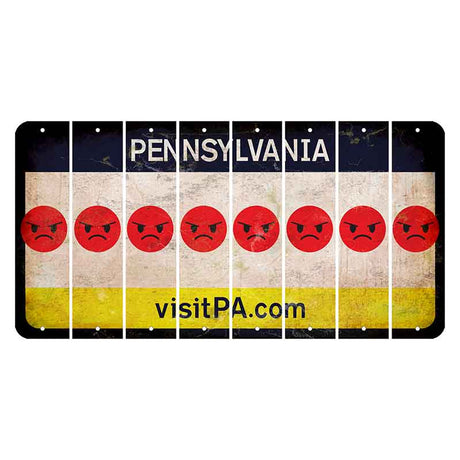 Pennsylvania vistiPA Cut License Plate Strips (Set of 8) Emoji - Angry