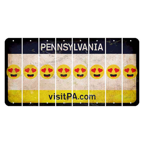 Pennsylvania vistiPA Cut License Plate Strips (Set of 8) Emoji - Heart Eyes