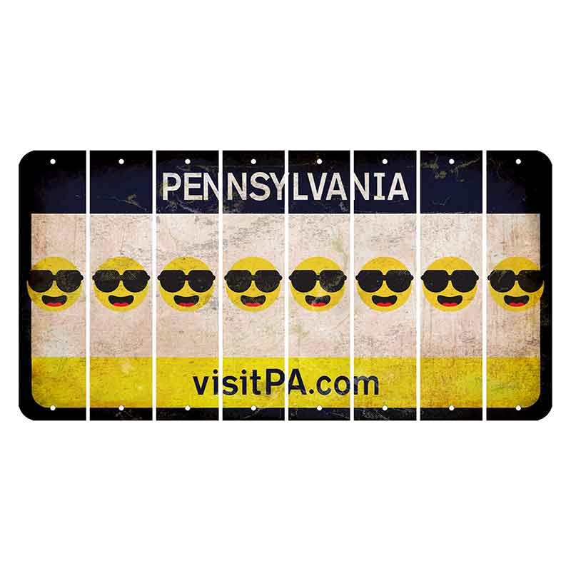 Pennsylvania vistiPA Cut License Plate Strips (Set of 8) Emoji - Shades