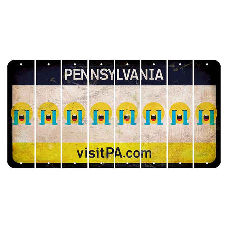 Pennsylvania vistiPA Cut License Plate Strips (Set of 8) Emoji - Crying