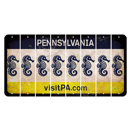 Pennsylvania vistiPA Cut License Plate Strips (Set of 8) Seahorse