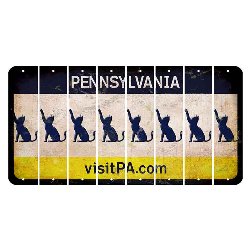 Pennsylvania vistiPA Cut License Plate Strips (Set of 8) Cat