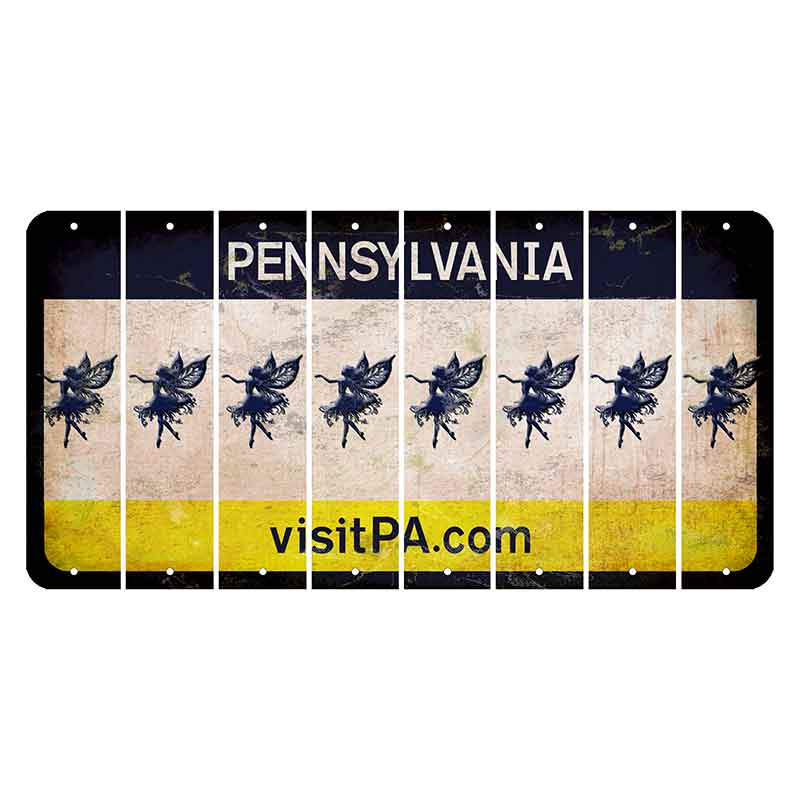 Pennsylvania vistiPA Cut License Plate Strips (Set of 8) Fairy