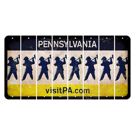 Pennsylvania vistiPA Cut License Plate Strips (Set of 8) Fireman with Axe