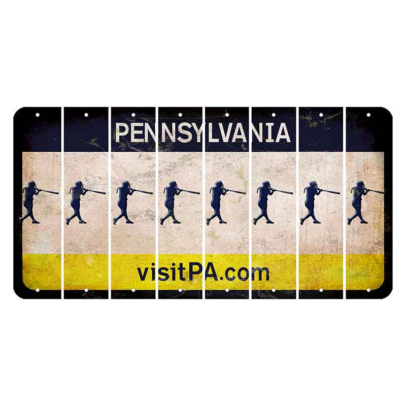 Pennsylvania vistiPA Cut License Plate Strips (Set of 8) Softball Batter