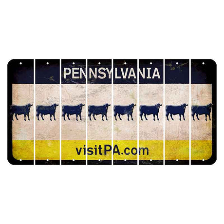 Pennsylvania vistiPA Cut License Plate Strips (Set of 8) Dairy Cow