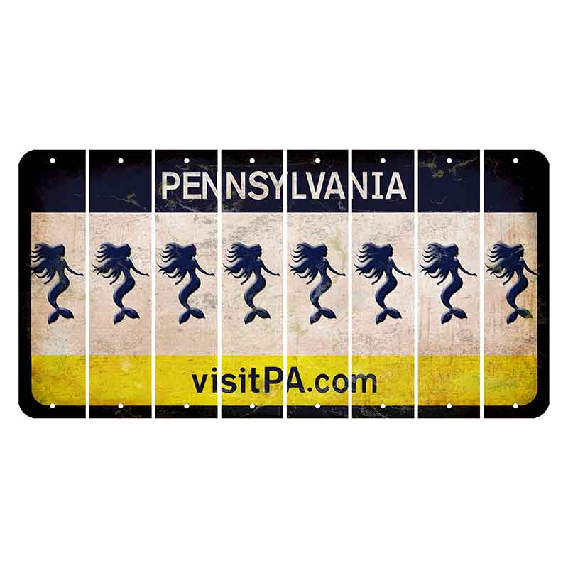 Pennsylvania vistiPA Cut License Plate Strips (Set of 8) Mermaid