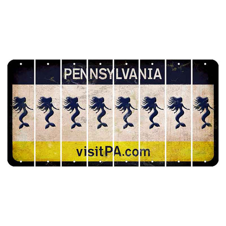 Pennsylvania vistiPA Cut License Plate Strips (Set of 8) Mermaid