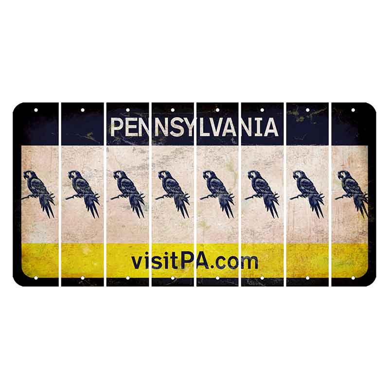 Pennsylvania vistiPA Cut License Plate Strips (Set of 8) Parrot