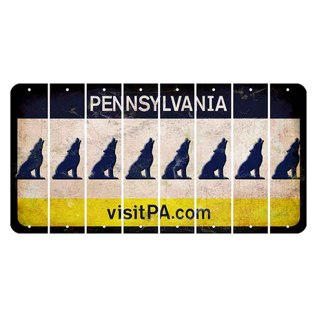 Pennsylvania vistiPA Cut License Plate Strips (Set of 8) Howling Wolf