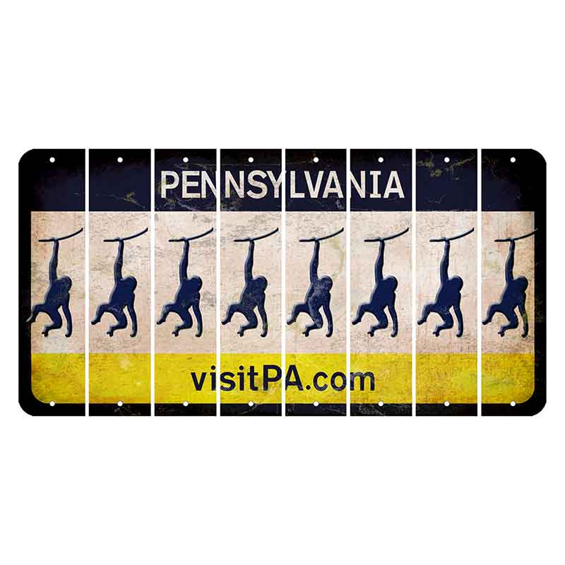 Pennsylvania vistiPA Cut License Plate Strips (Set of 8) Monkey