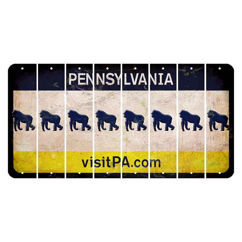 Pennsylvania vistiPA Cut License Plate Strips (Set of 8) Gorilla