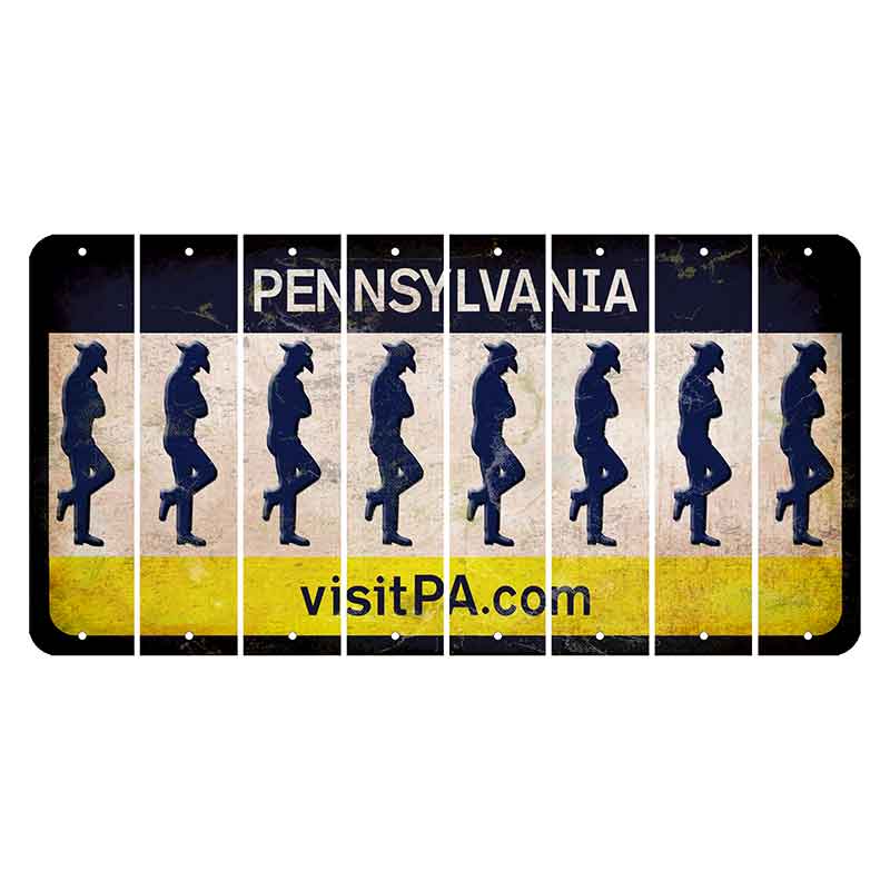 Pennsylvania vistiPA Cut License Plate Strips (Set of 8) Cowboy - Leaning