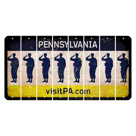 Pennsylvania vistiPA Cut License Plate Strips (Set of 8) Soldier - Saluting