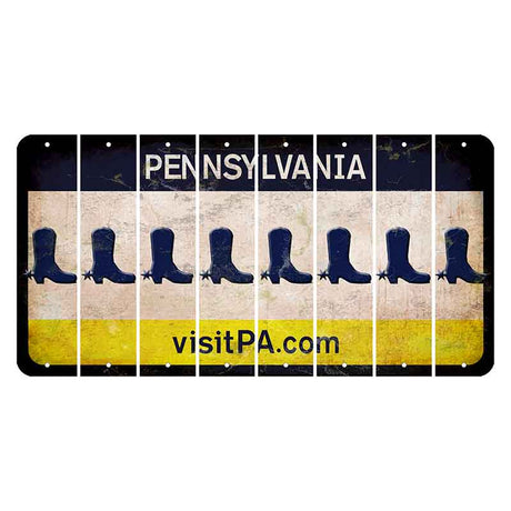 Pennsylvania vistiPA Cut License Plate Strips (Set of 8) Cowboy Boot