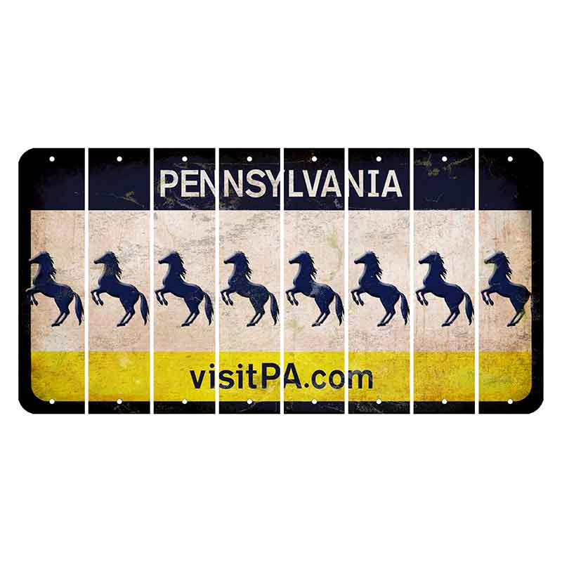 Pennsylvania vistiPA Cut License Plate Strips (Set of 8) Horse