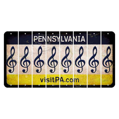 Pennsylvania vistiPA Cut License Plate Strips (Set of 8) Music Note