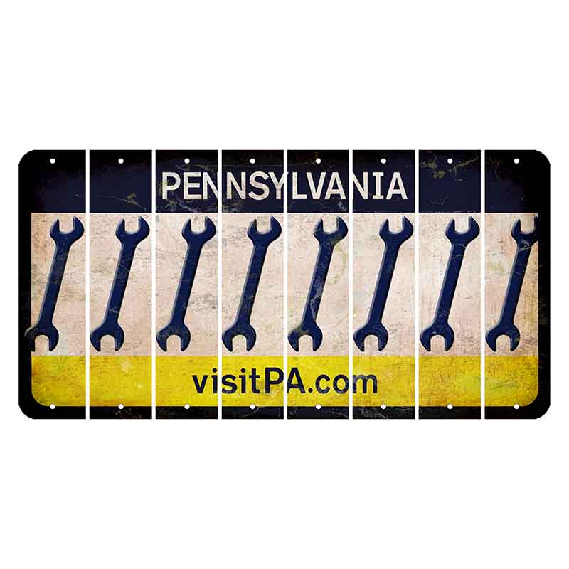 Pennsylvania vistiPA Cut License Plate Strips (Set of 8) Wrench