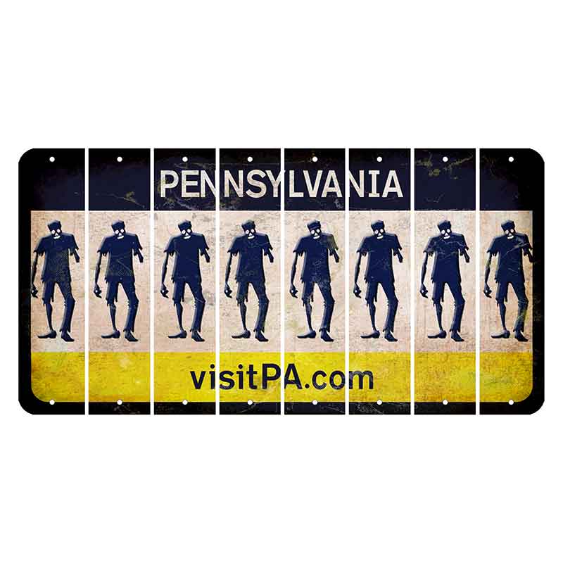 Pennsylvania vistiPA Cut License Plate Strips (Set of 8) Zombie