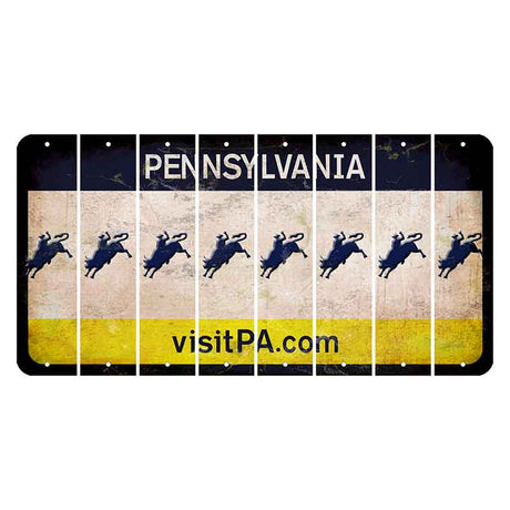 Pennsylvania vistiPA Cut License Plate Strips (Set of 8) Bull Rider