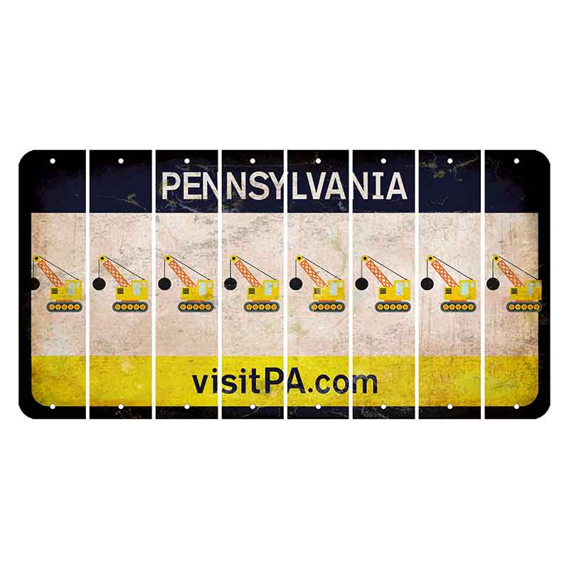 Pennsylvania vistiPA Cut License Plate Strips (Set of 8) Wrecking Ball Crane