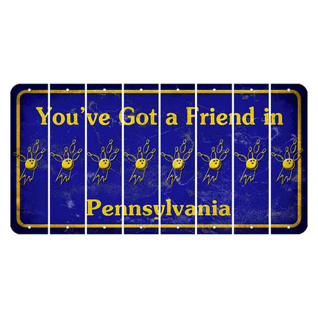 Pennsylvania Youve Got a Friend Cut License Plate Strips (Set of 8) Bowling