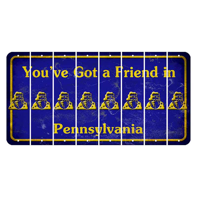 Pennsylvania Youve Got a Friend Cut License Plate Strips (Set of 8) Santa Claus