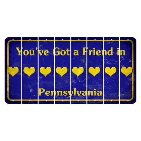 Pennsylvania Youve Got a Friend Cut License Plate Strips (Set of 8) Heart