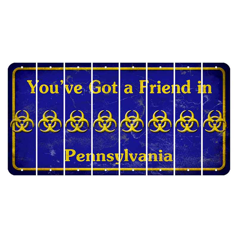 Pennsylvania Youve Got a Friend Cut License Plate Strips (Set of 8) Radioactive