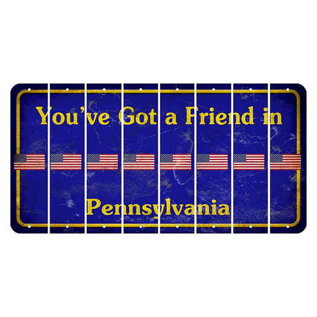 Pennsylvania Youve Got a Friend Cut License Plate Strips (Set of 8) American Flag