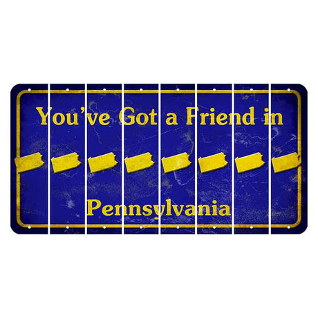 Pennsylvania Youve Got a Friend Cut License Plate Strips (Set of 8) State Silhouette