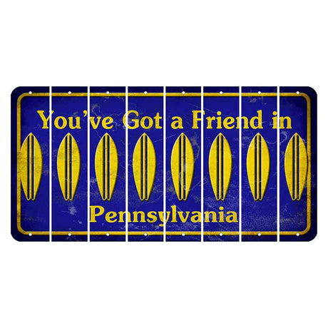 Pennsylvania Youve Got a Friend Cut License Plate Strips (Set of 8) Surfboard