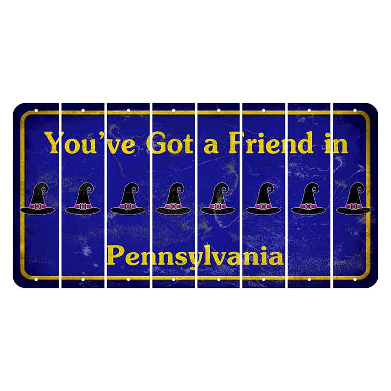 Pennsylvania Youve Got a Friend Cut License Plate Strips (Set of 8) Witches Hat