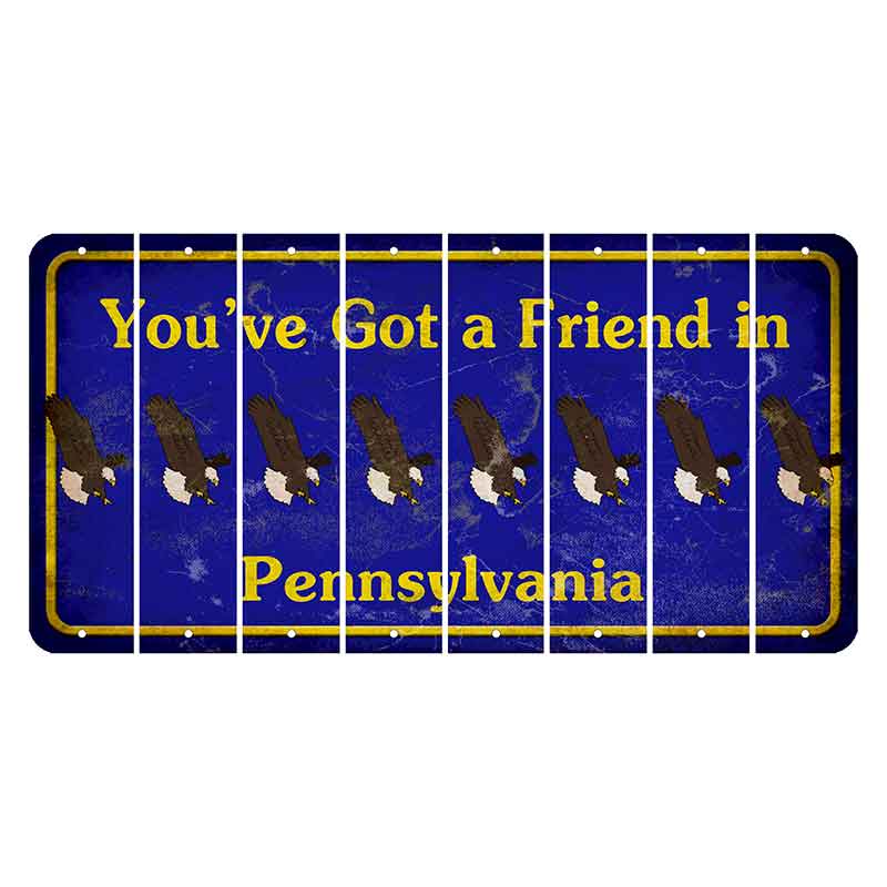 Pennsylvania Youve Got a Friend Cut License Plate Strips (Set of 8) Bald Eagle