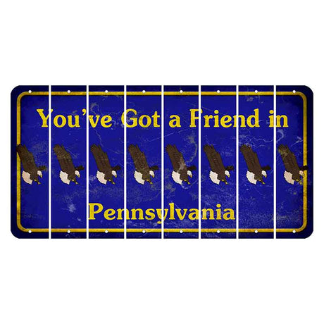 Pennsylvania Youve Got a Friend Cut License Plate Strips (Set of 8) Bald Eagle