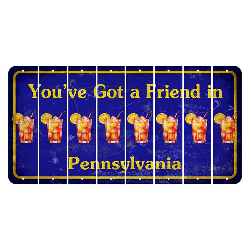 Pennsylvania Youve Got a Friend Cut License Plate Strips (Set of 8) Cocktail