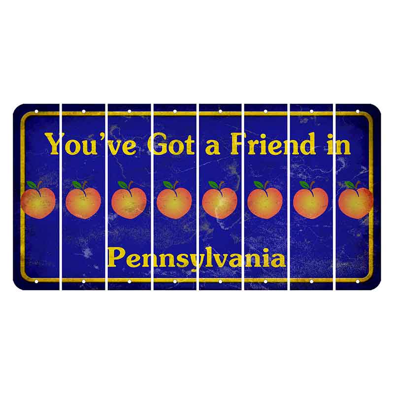 Pennsylvania Youve Got a Friend Cut License Plate Strips (Set of 8) Peach