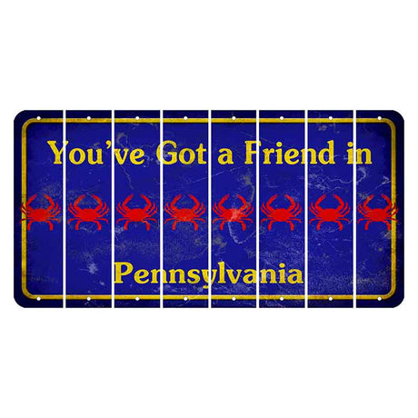 Pennsylvania Youve Got a Friend Cut License Plate Strips (Set of 8) Crab