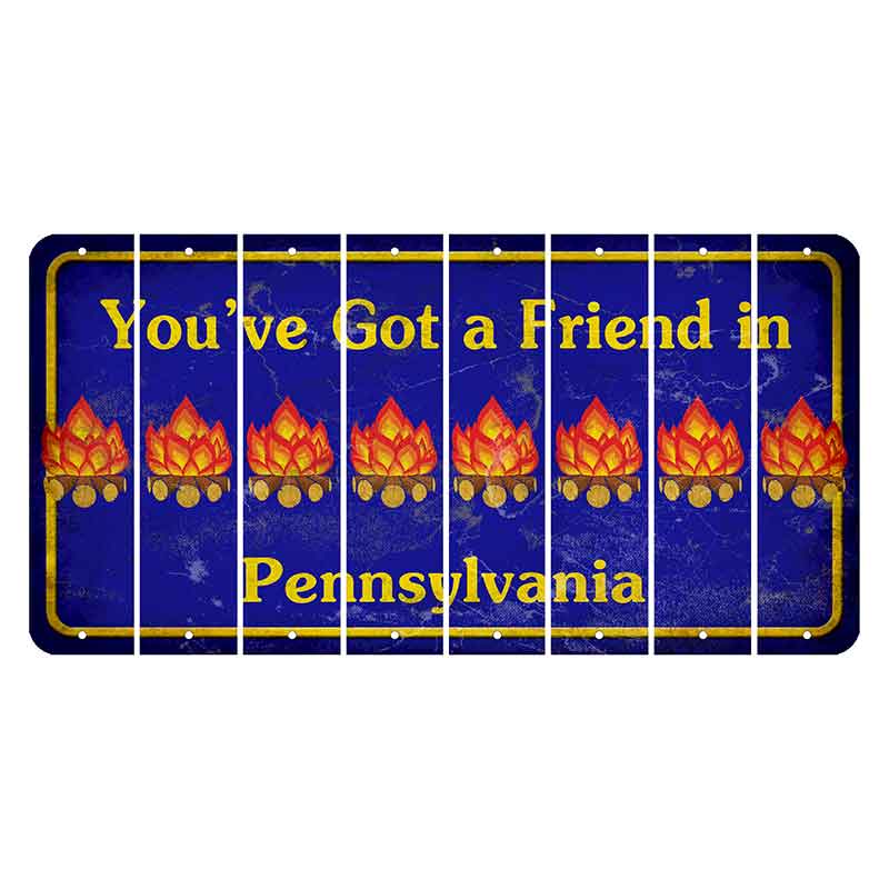 Pennsylvania Youve Got a Friend Cut License Plate Strips (Set of 8) Campfire