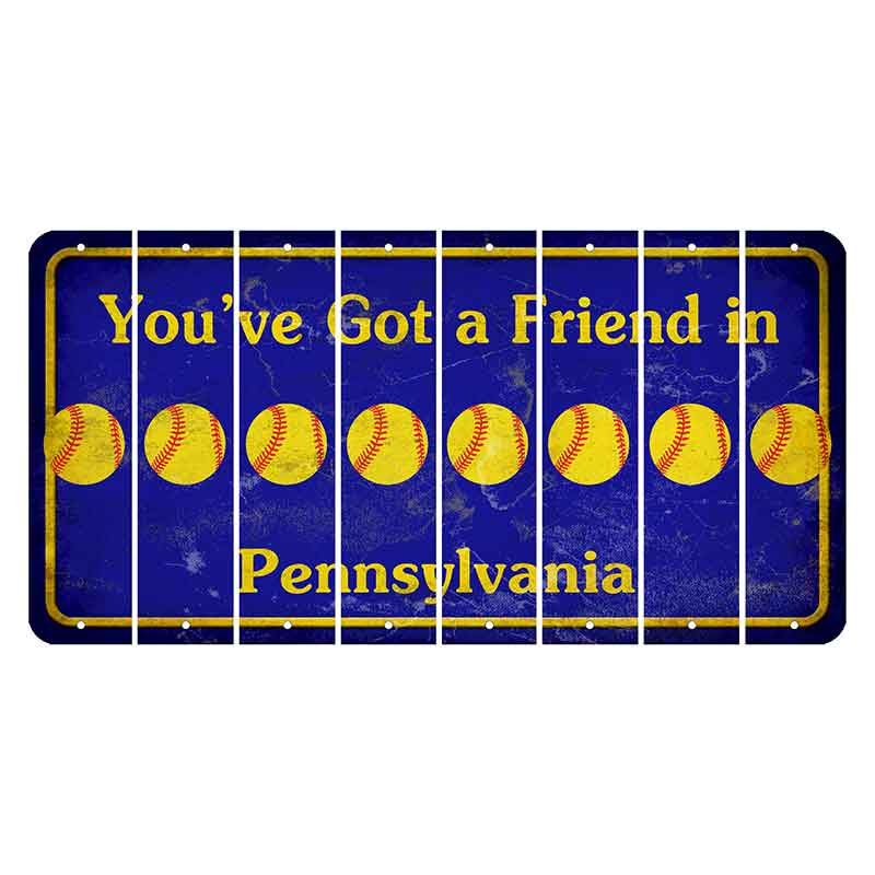 Pennsylvania Youve Got a Friend Cut License Plate Strips (Set of 8) Softball