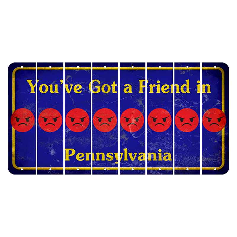 Pennsylvania Youve Got a Friend Cut License Plate Strips (Set of 8) Emoji - Angry