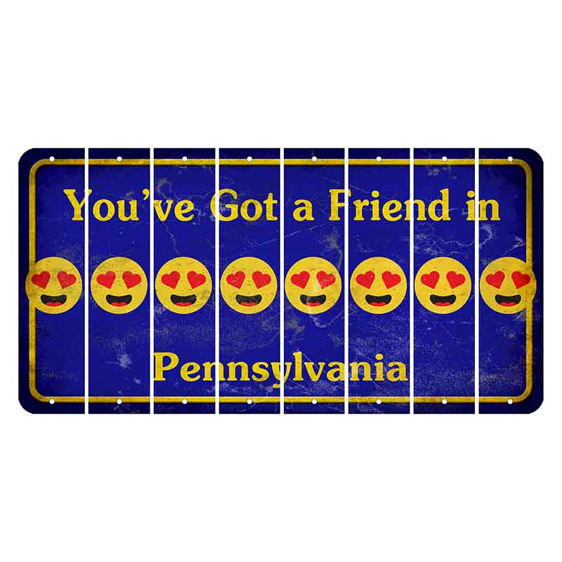 Pennsylvania Youve Got a Friend Cut License Plate Strips (Set of 8) Emoji - Heart Eyes