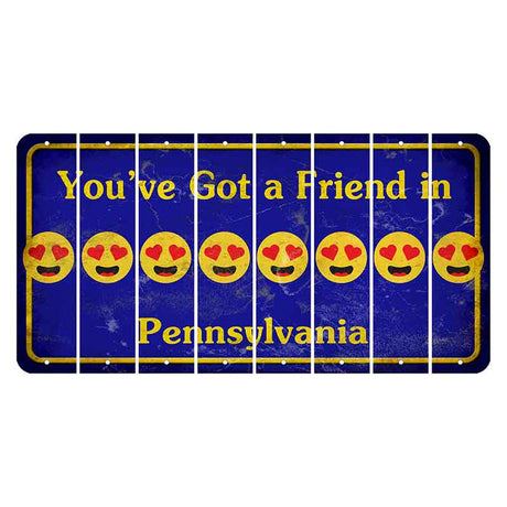 Pennsylvania Youve Got a Friend Cut License Plate Strips (Set of 8) Emoji - Heart Eyes