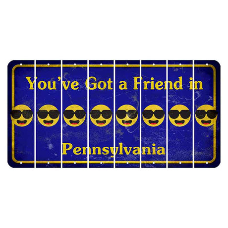 Pennsylvania Youve Got a Friend Cut License Plate Strips (Set of 8) Emoji - Shades