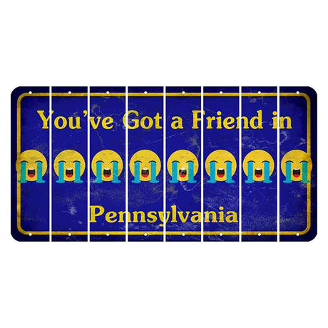 Pennsylvania Youve Got a Friend Cut License Plate Strips (Set of 8) Emoji - Crying