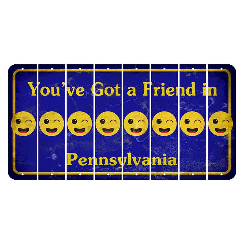 Pennsylvania Youve Got a Friend Cut License Plate Strips (Set of 8) Emoji - Winking