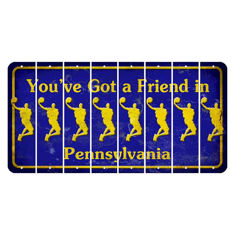 Pennsylvania Youve Got a Friend Cut License Plate Strips (Set of 8) Basketball Player