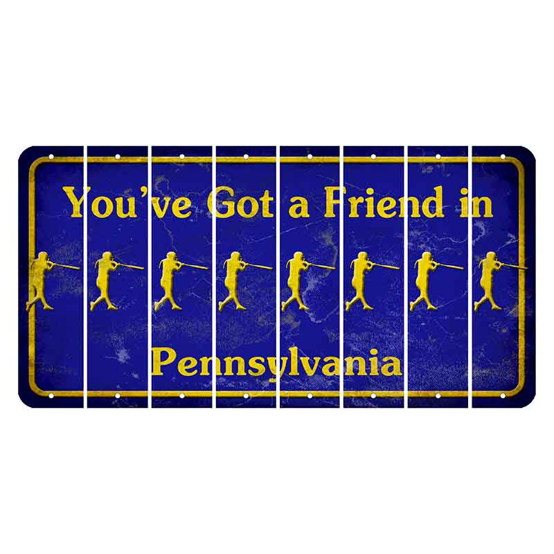 Pennsylvania Youve Got a Friend Cut License Plate Strips (Set of 8) Softball Batter