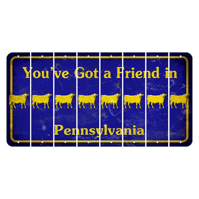 Pennsylvania Youve Got a Friend Cut License Plate Strips (Set of 8) Dairy Cow